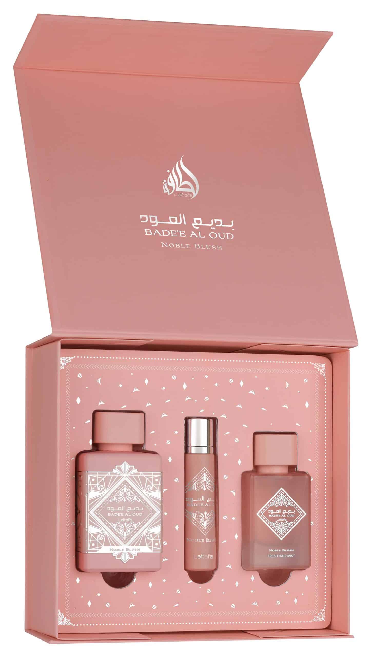 BLOCK36:PROFUMO ARABO BADE'E AL OUD NOBLE BLUSH FRAGRANCE GIFT SET EDP NATURAL SPRAY 100ML;EDP TRAVEL SPRAY 12ML;FRESH HAIR MIST 50ML