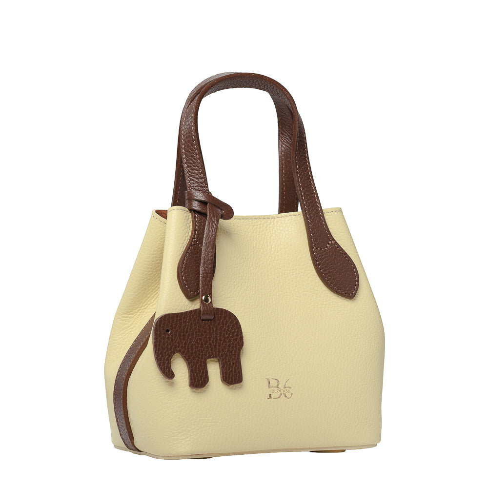 BLOCK36: BORSA IN PELLE GIALLA-MARRONE ESTIVA