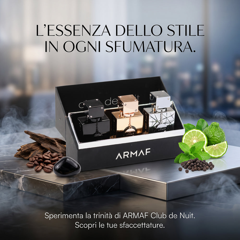 BLOCK36:PROFUMO ARABO ARMAF CLUB DE NUIT BLACK SET 3X3OML SILLAGE MILESTONE INTENSE MAN