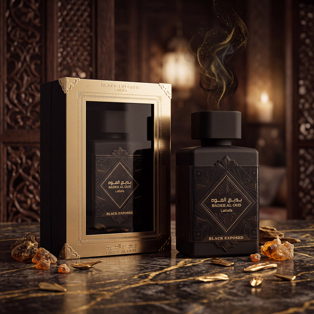 BLOCK36:PROFUMO ARABO LATTAFA  BADE'E AL OUD BLACK EXPOSED EDP100ML