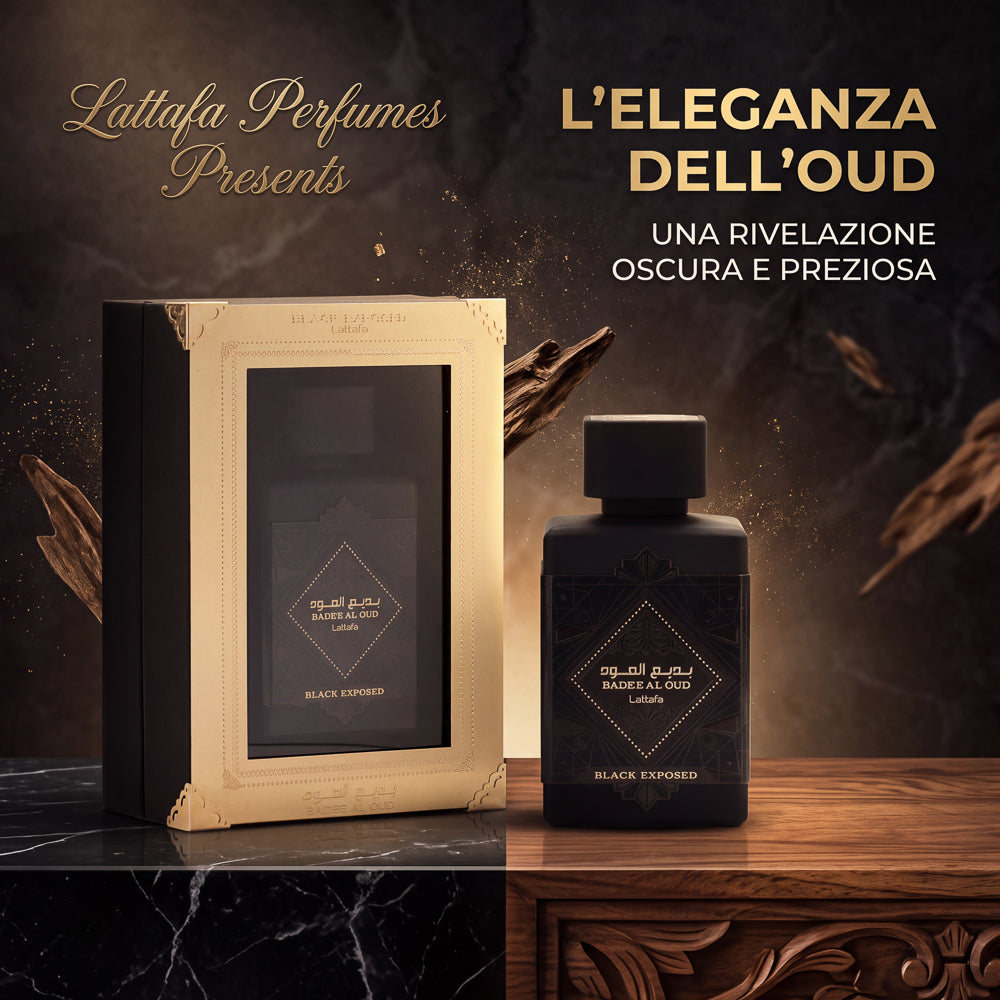 BLOCK36:PROFUMO ARABO LATTAFA  BADE'E AL OUD BLACK EXPOSED EDP100ML