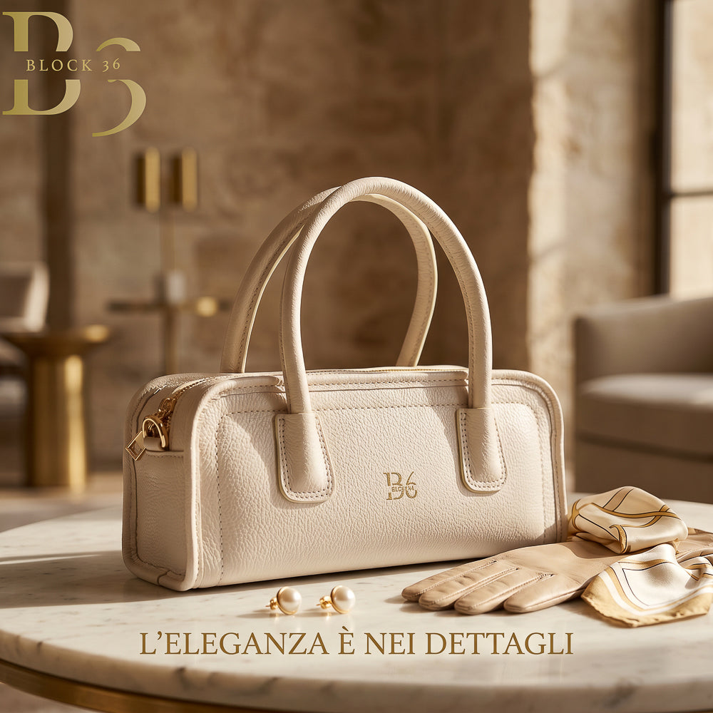 BLOCK36: BORSA IN PELLE BEIGE ESTIVA