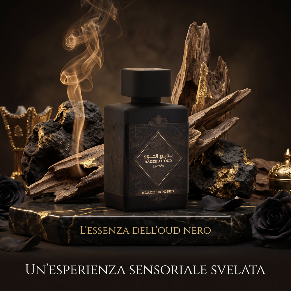 BLOCK36:PROFUMO ARABO LATTAFA  BADE'E AL OUD BLACK EXPOSED EDP100ML