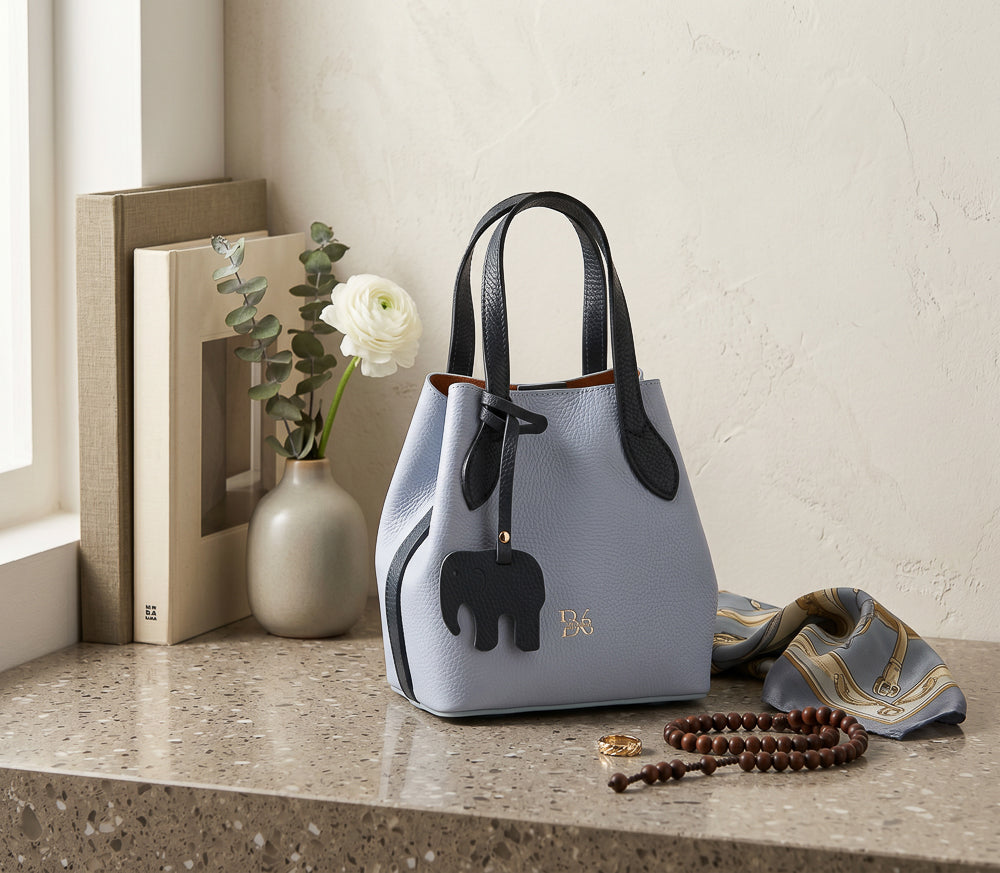 BLOCK36: BORSA IN PELLE CELESTE-BLU ESTIVA