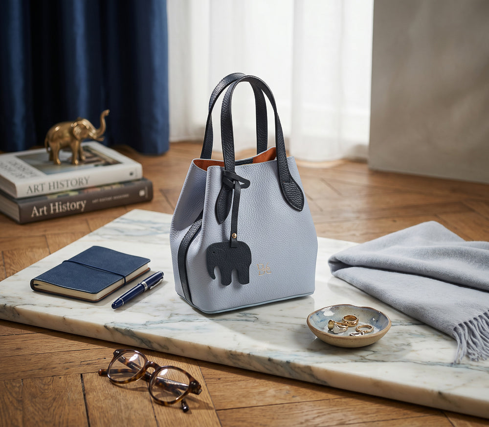 BLOCK36: BORSA IN PELLE CELESTE-BLU ESTIVA