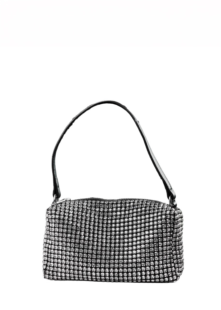 BLOCK36: BORSA MINIBAG ARGENTO BRILLANTINI