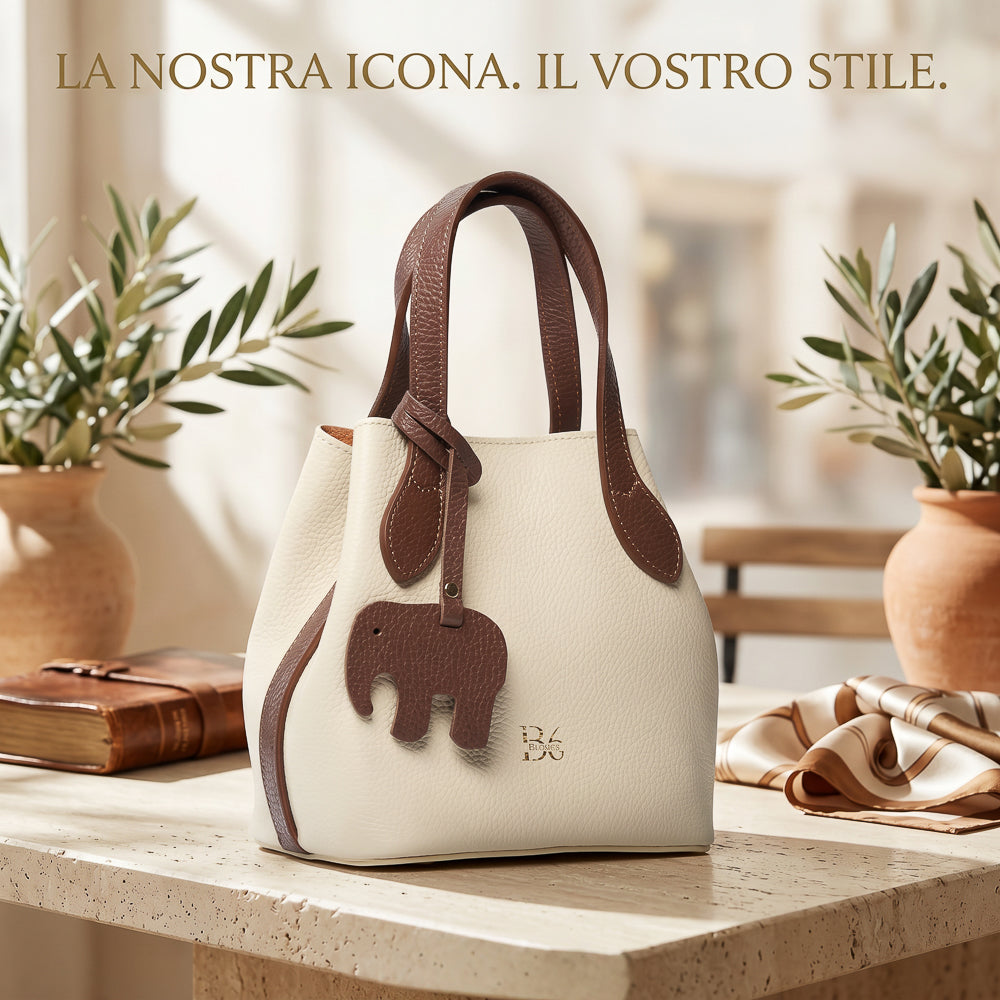 BLOCK36: BORSA "PETALO" IN PELLE SABBIA-MARRONE