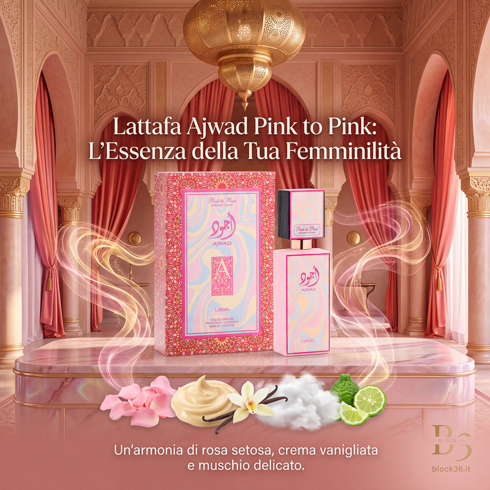 BLOCK36: PROFUMO ARABO LATTAFA AJWAD PINK TO PINK CREAMY ELIXIR EDP 60 ML