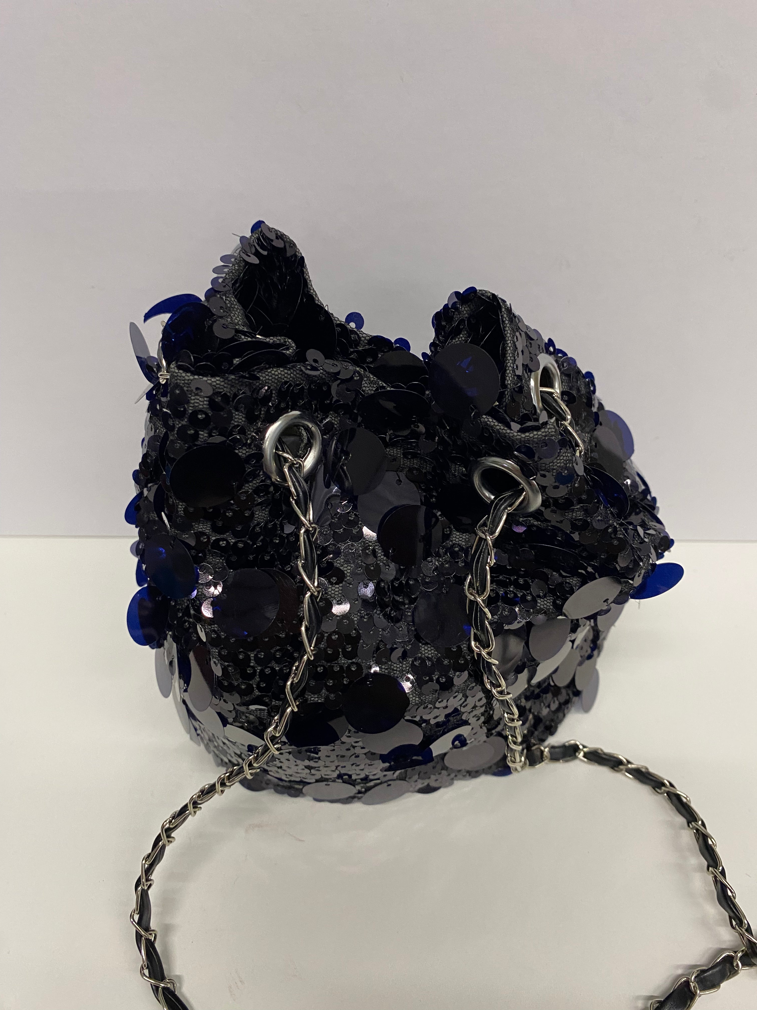 BORSA SECCHIELLO CON  PAILETTES NERE CHIC