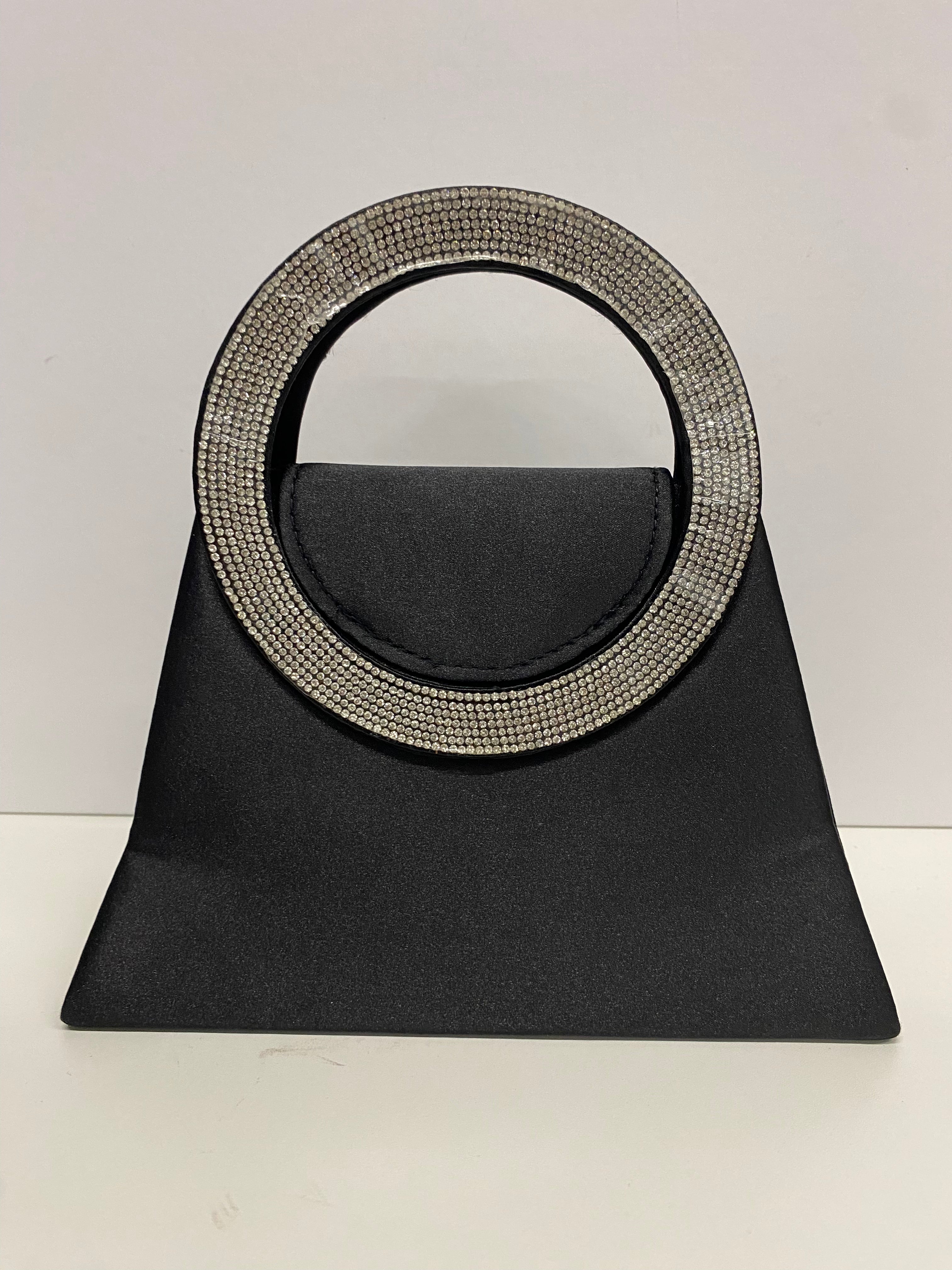 MINIBAG NERA  MANICO CON  BRILLANTINI CHIC