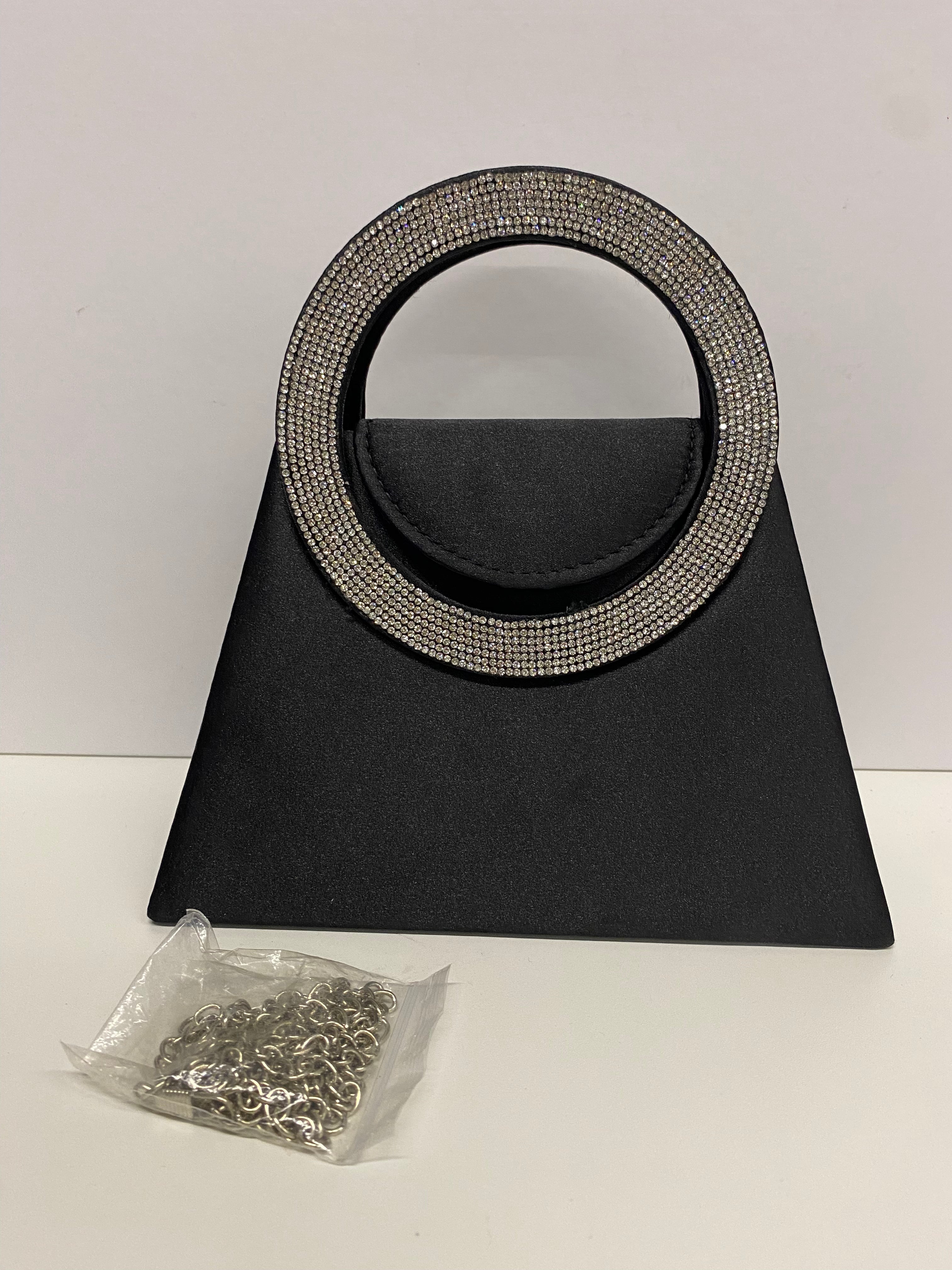 MINIBAG NERA  MANICO CON  BRILLANTINI CHIC