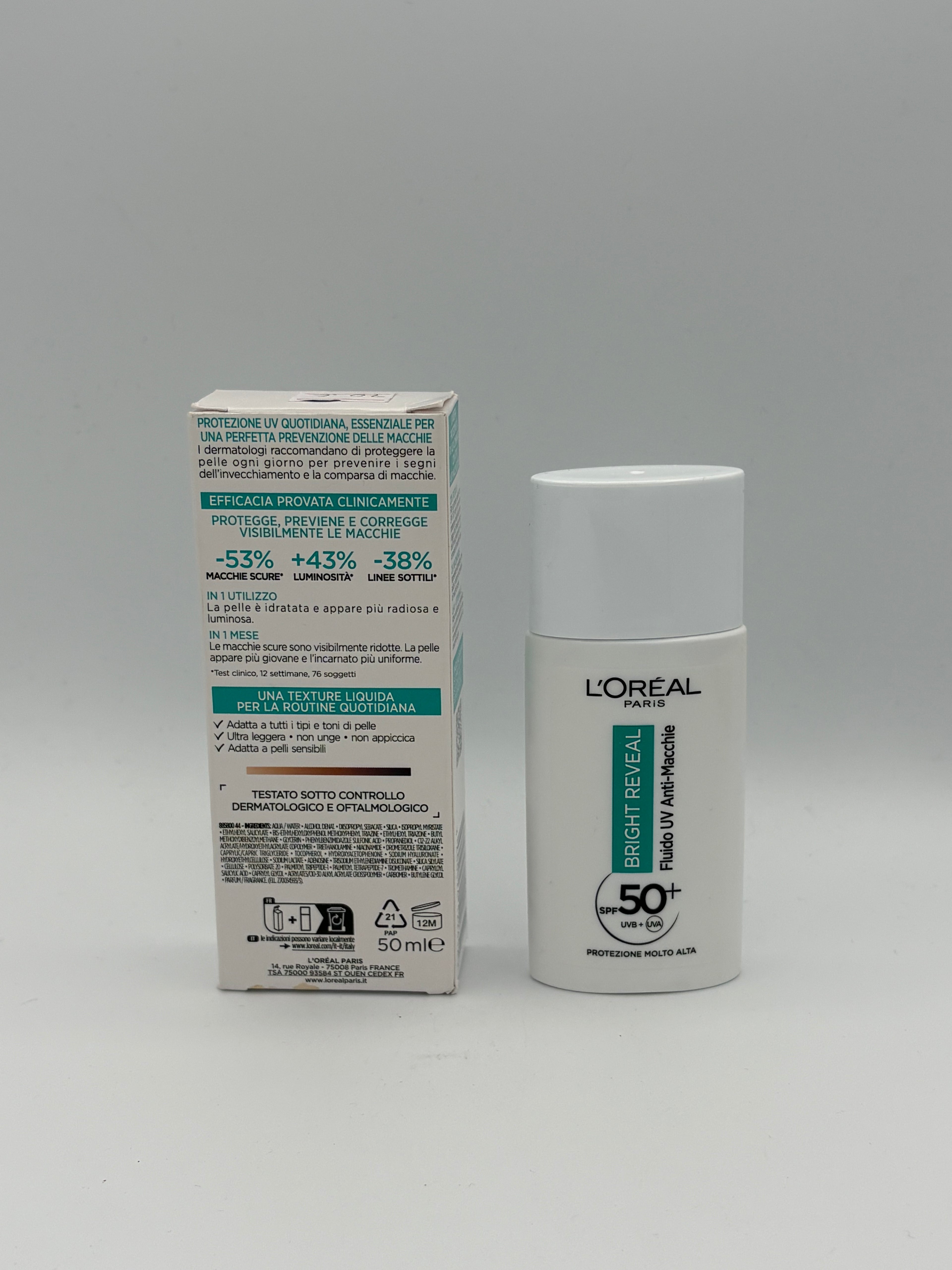 BLOCK36: CREMA	L'OREAL	BRIGHT REVEALNIACINAMIDE + LHA SPF 50+
