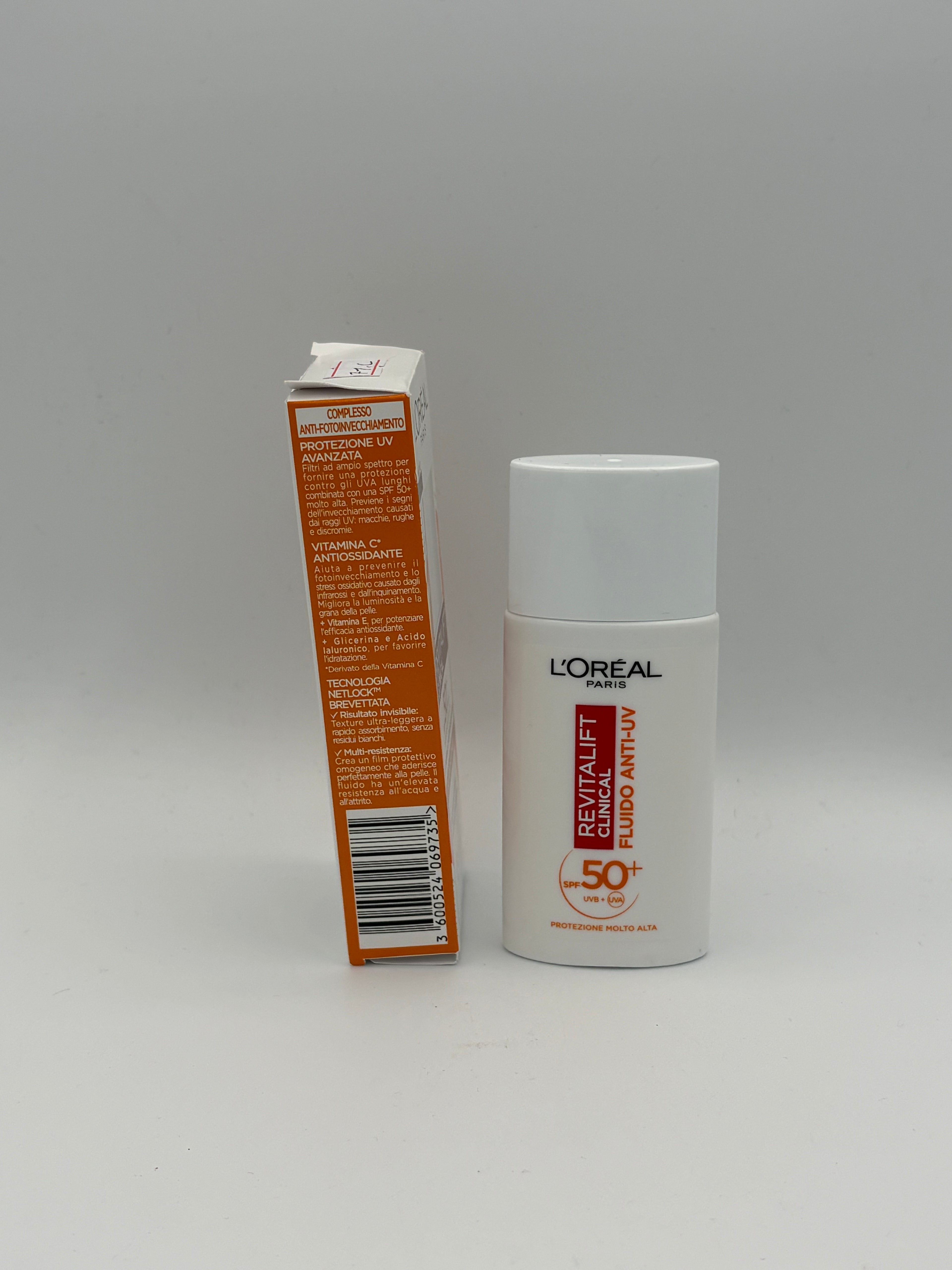 BLOCK36: CREMA	L'OREAL	REVITALIFT CLINICAL FLUIDO ANTI-UV SPF 50+
