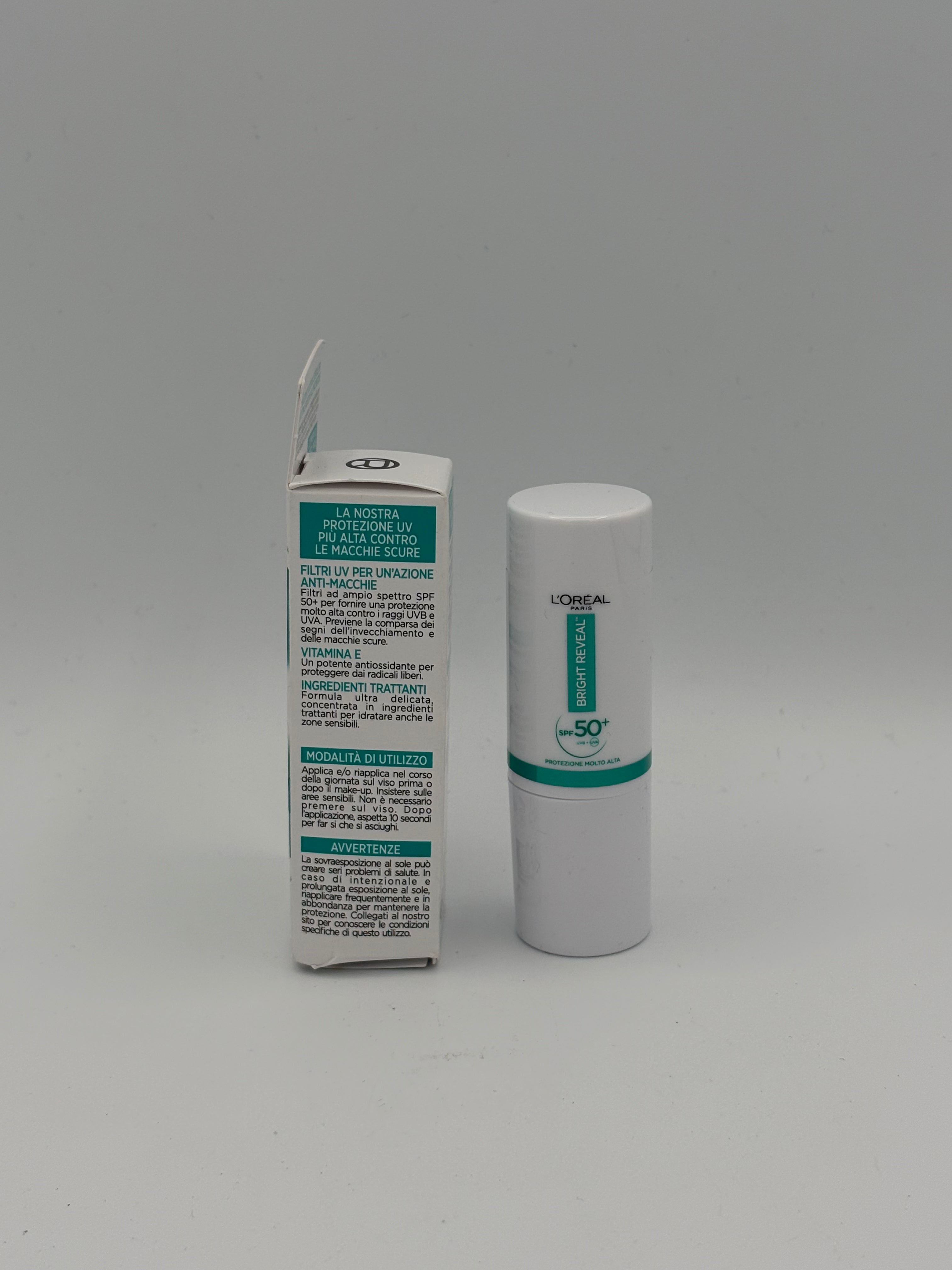BLOCK36: CREMA	L'OREAL	BRIGHT REVEAL STICK SOLARE SPF 50+  VITAMINA E