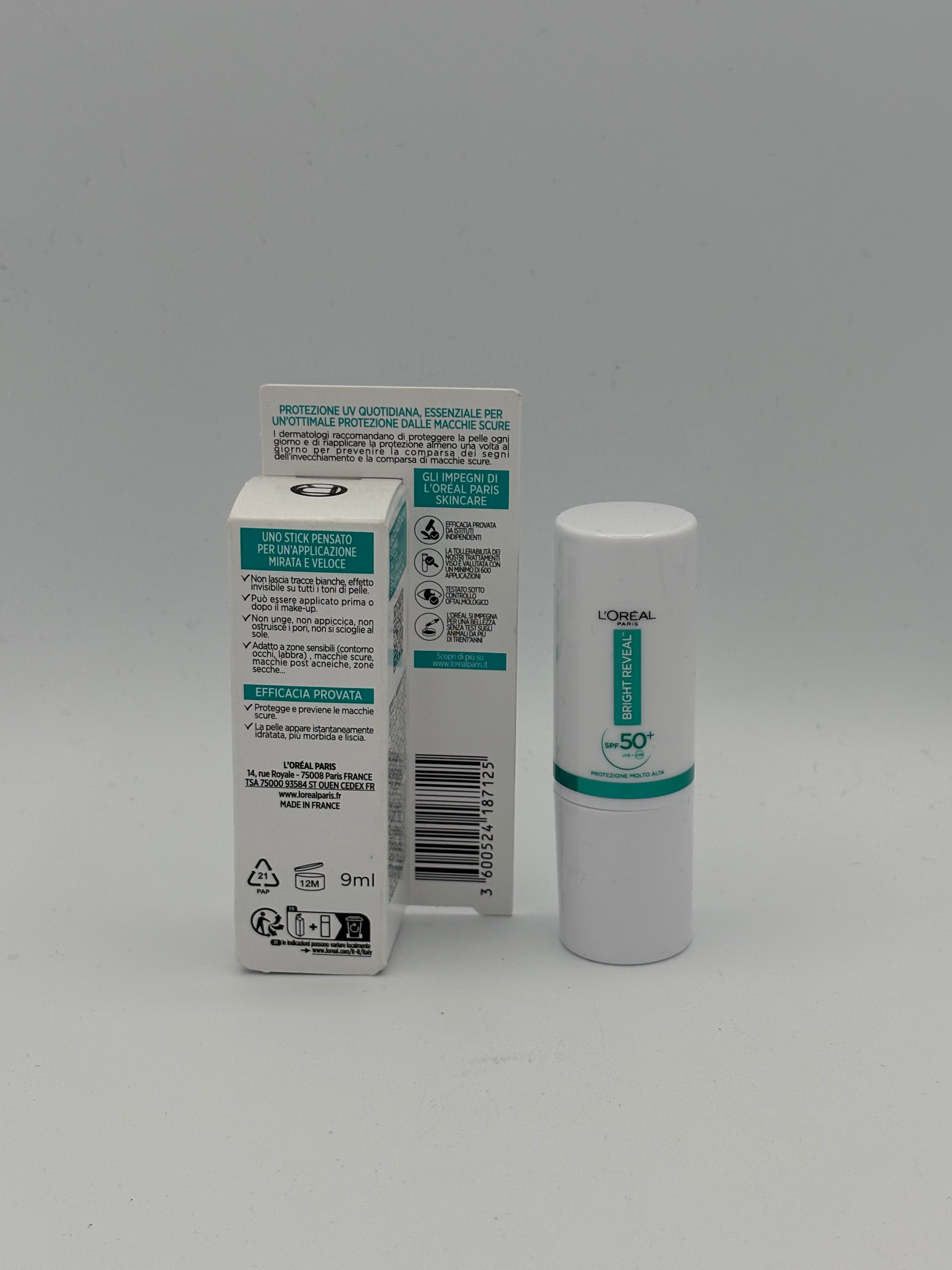 BLOCK36: CREMA	L'OREAL	BRIGHT REVEAL STICK SOLARE SPF 50+  VITAMINA E