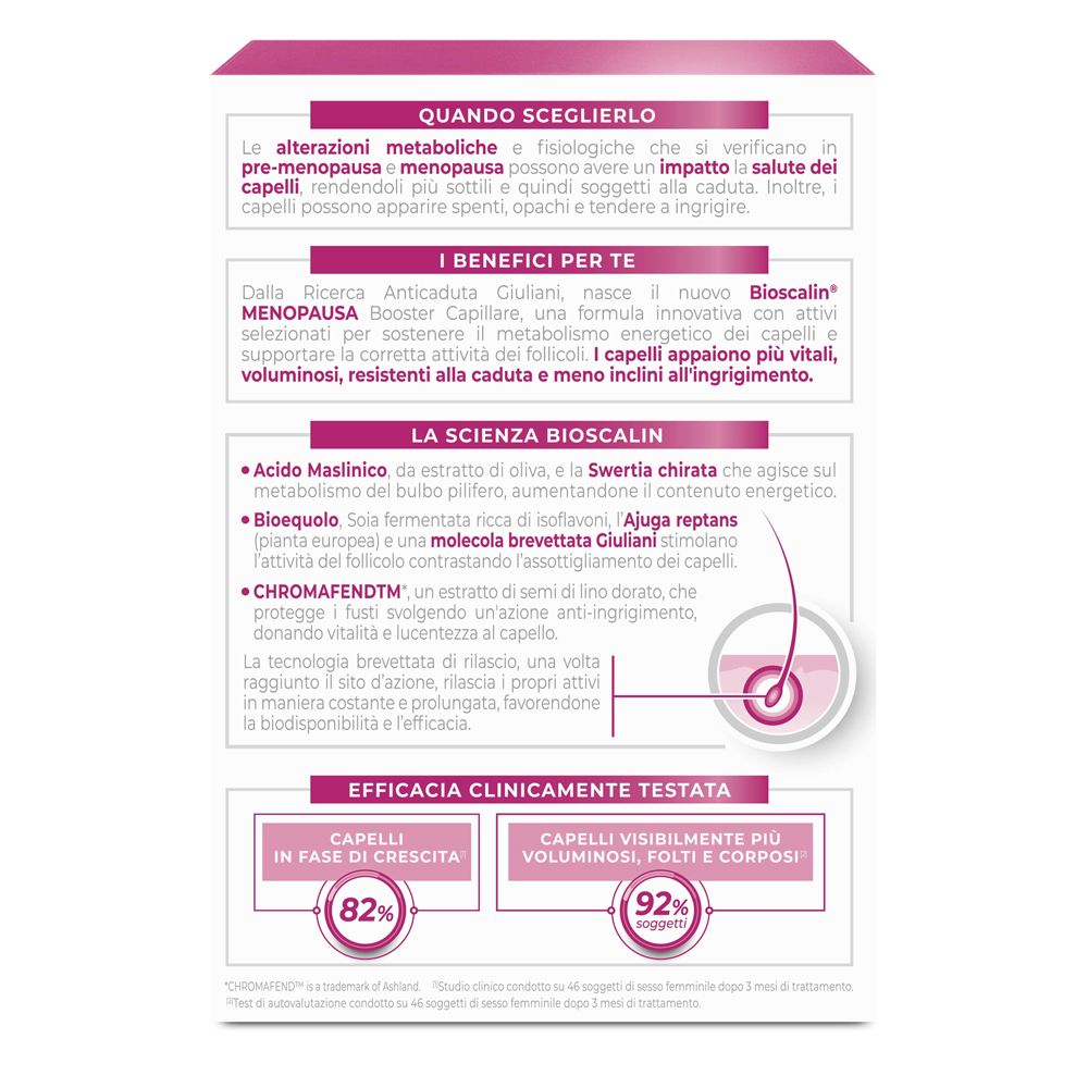 BLOCK36: PASTIGLIE	BIOSCALIN	MENOPAUSA PER CAPELLI PIU' VOLUMINOSI