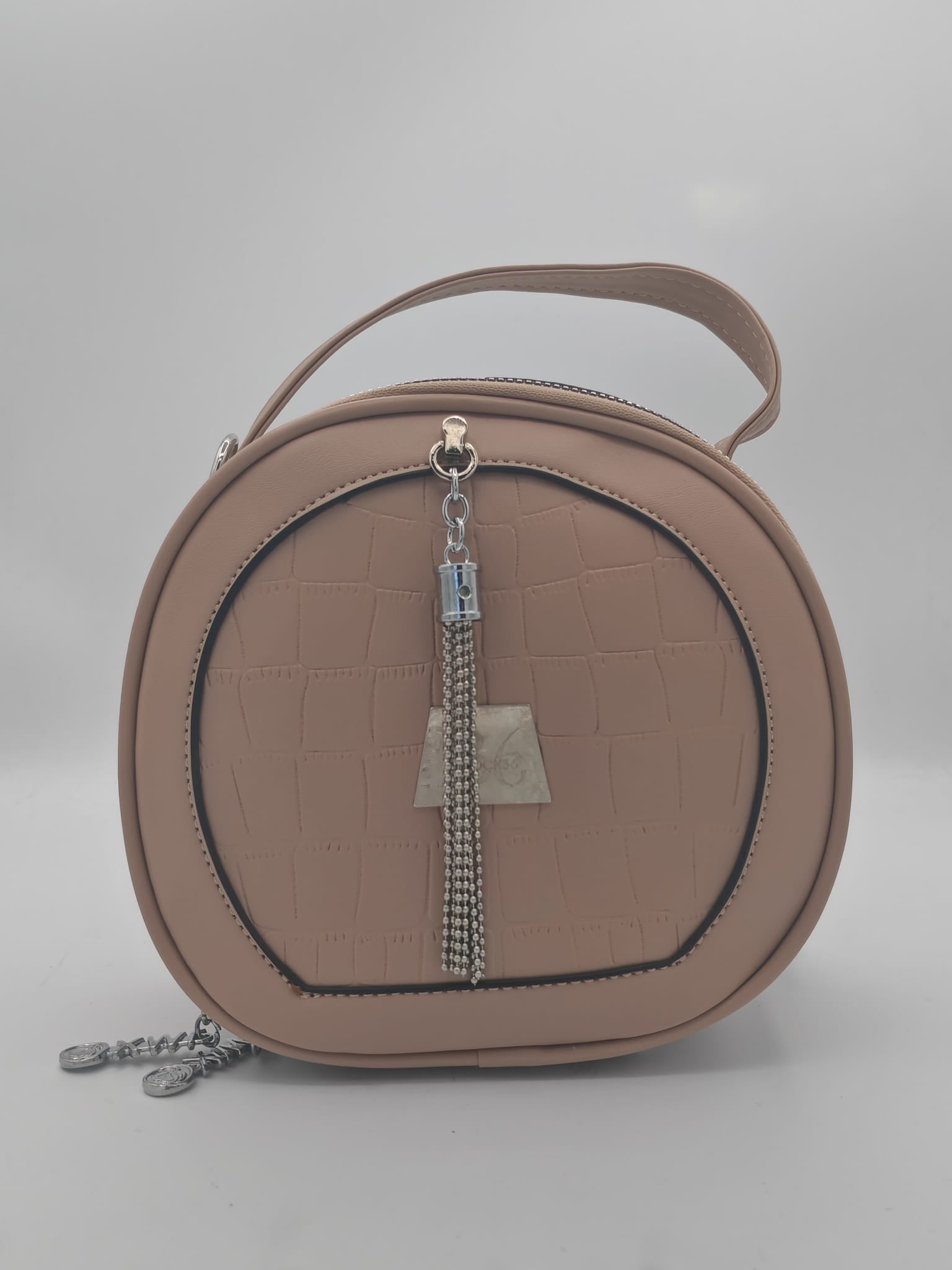 BLOCK36: BORSA A MANO COCCODRILLO ROSA CON CHARM