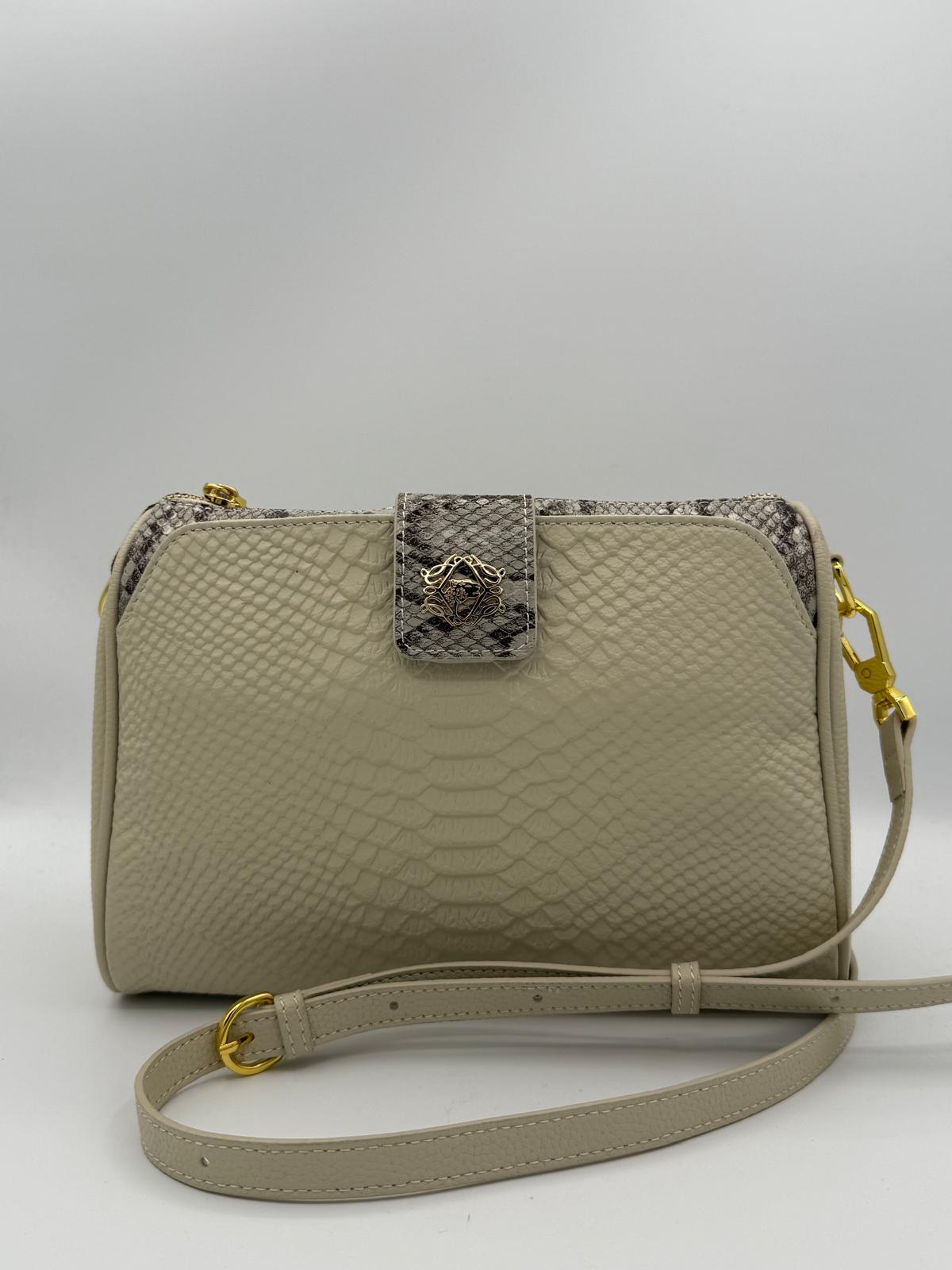 BLOCK36:BORSA CON TRACOLLA BIANCA IN COCCODRILLO