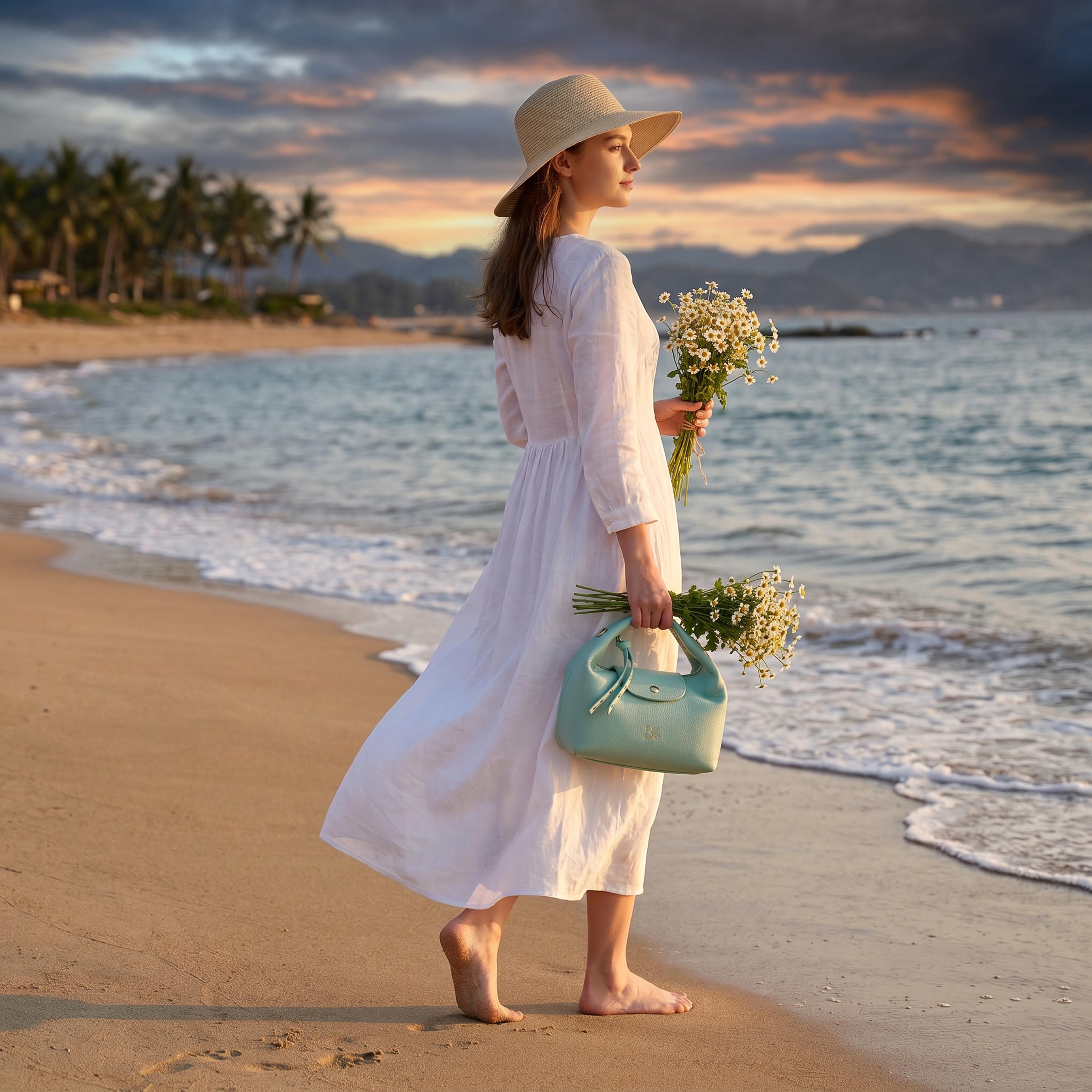 BLOCK36: BORSA IN PELLE VERDE-ACQUA ESTIVA
