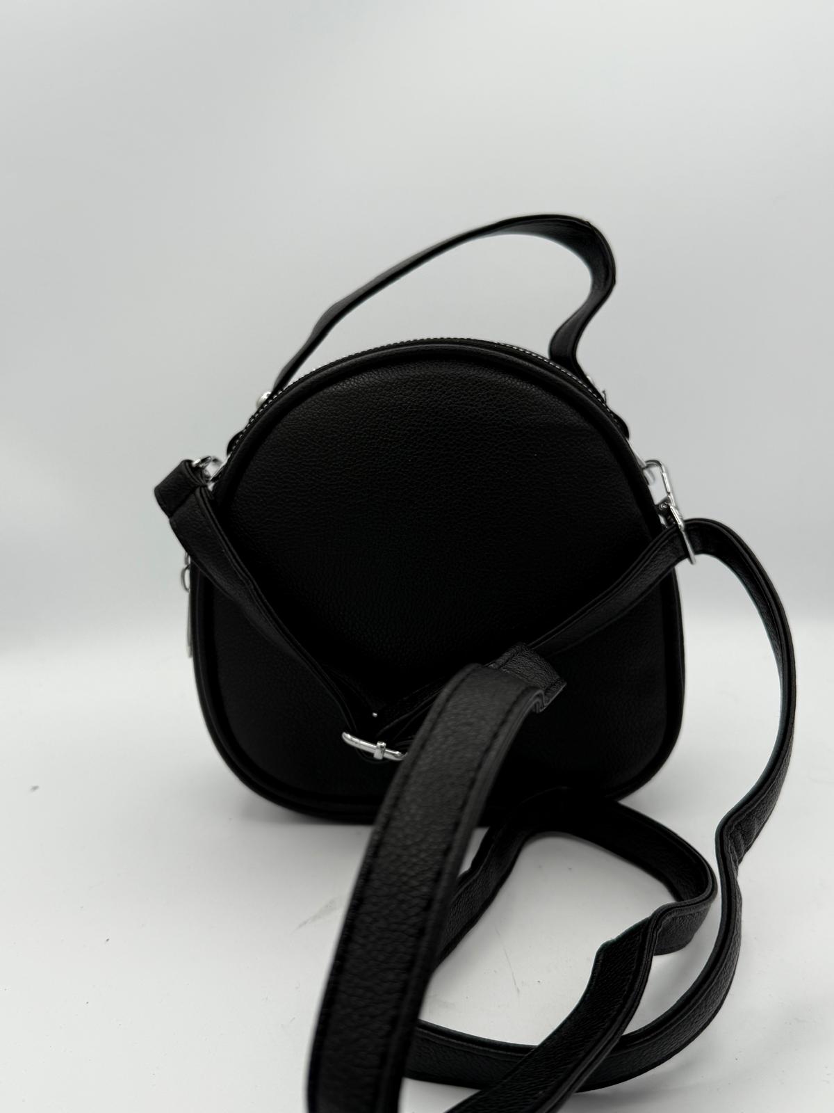 BLOCK36:BORSA MANO NERA CON TRACOLLA CON CHARM CON ORSETTO E CATENELLE DECORATIVE