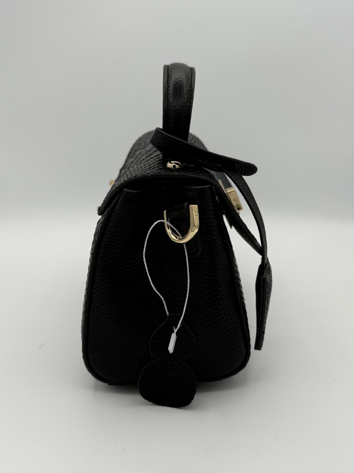 BLOCK36:MINIBAG IN COCCODRILLO NERA CON TRACOLLA