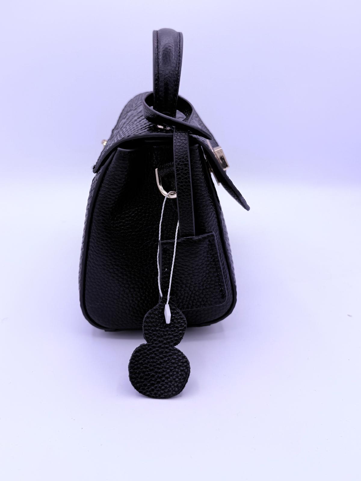 BLOCK36:MINIBAG IN COCCODRILLO NERA CON TRACOLLA