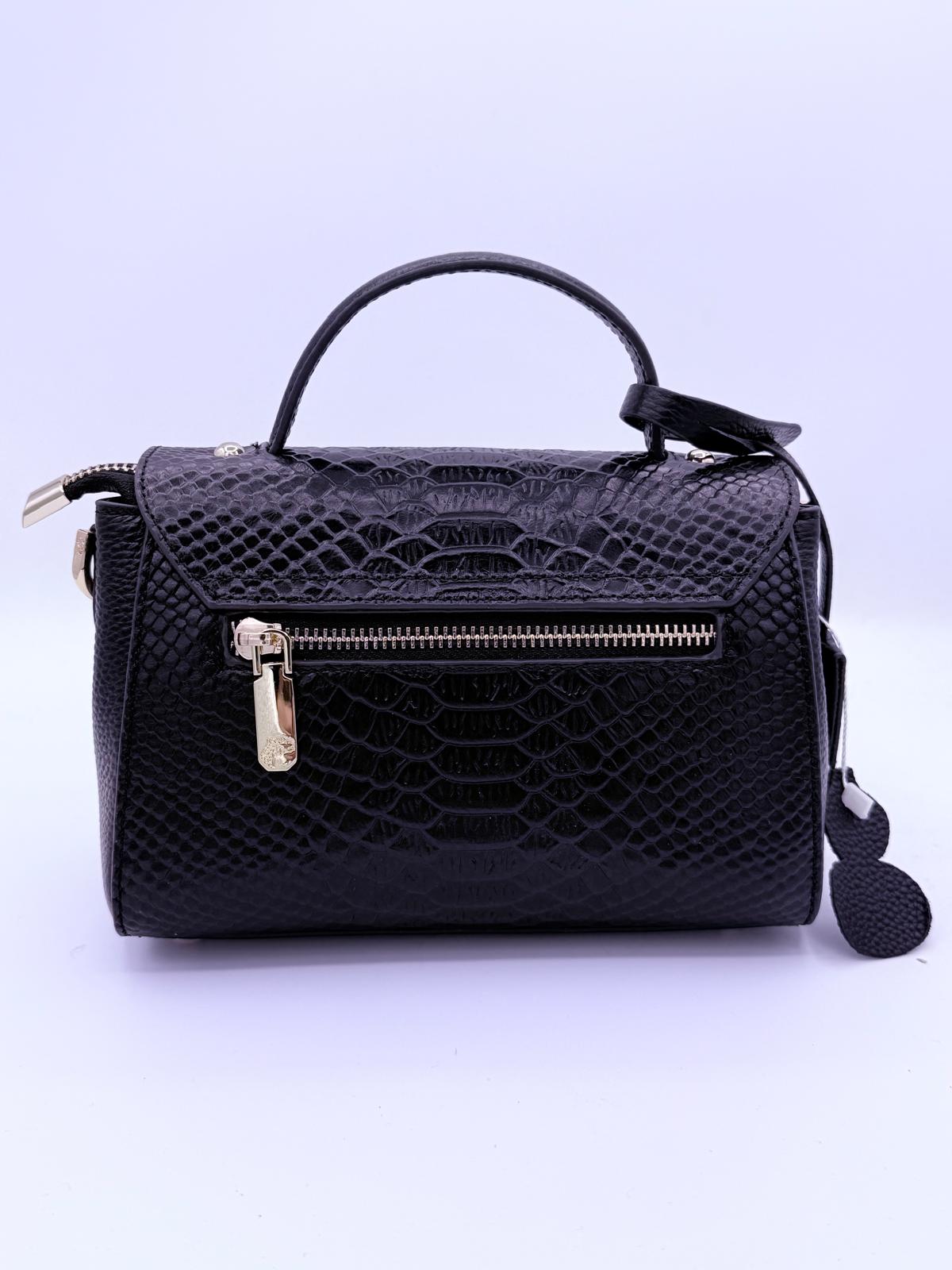 BLOCK36:MINIBAG IN COCCODRILLO NERA CON TRACOLLA