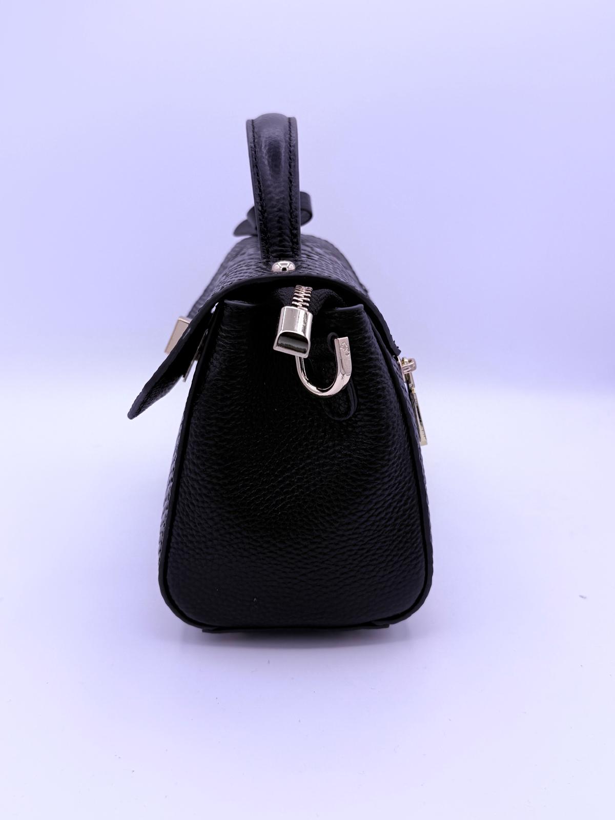 BLOCK36:MINIBAG IN COCCODRILLO NERA CON TRACOLLA