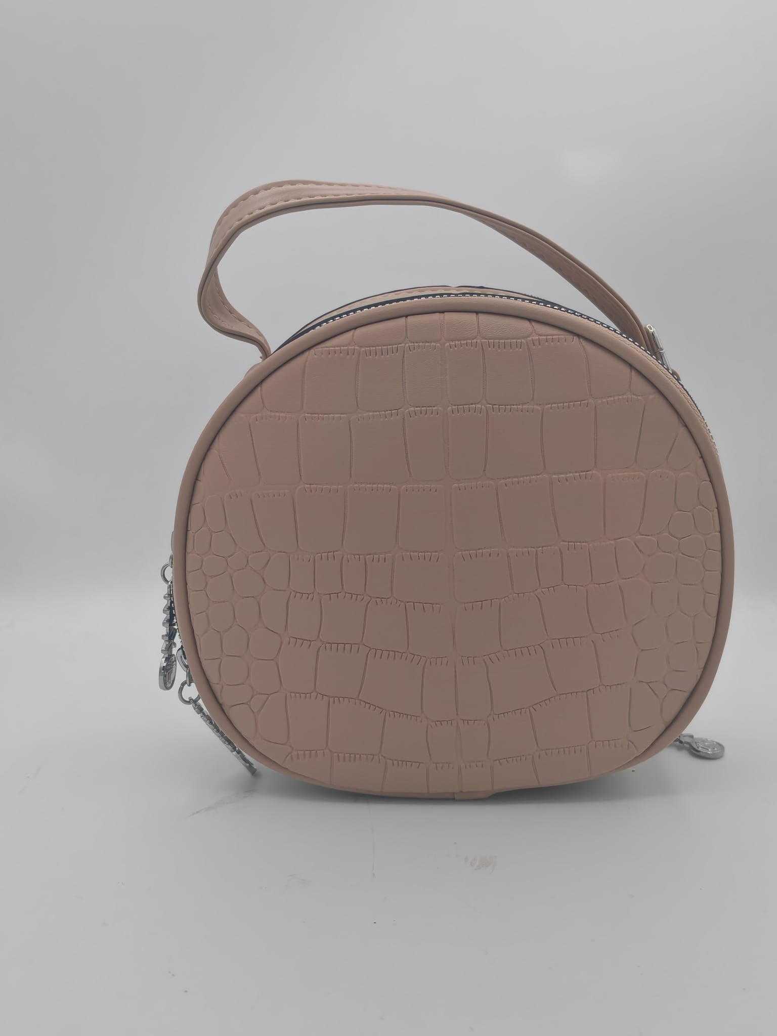 BLOCK36: BORSA A MANO COCCODRILLO ROSA CON CHARM