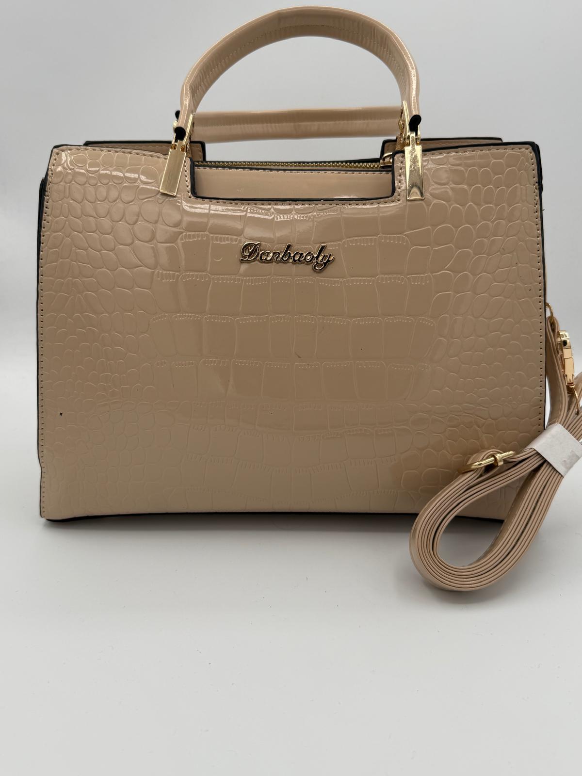 BLOCK36:BORSA A MANO CON TRACOLLA BEIGE IN COCCODRILLO