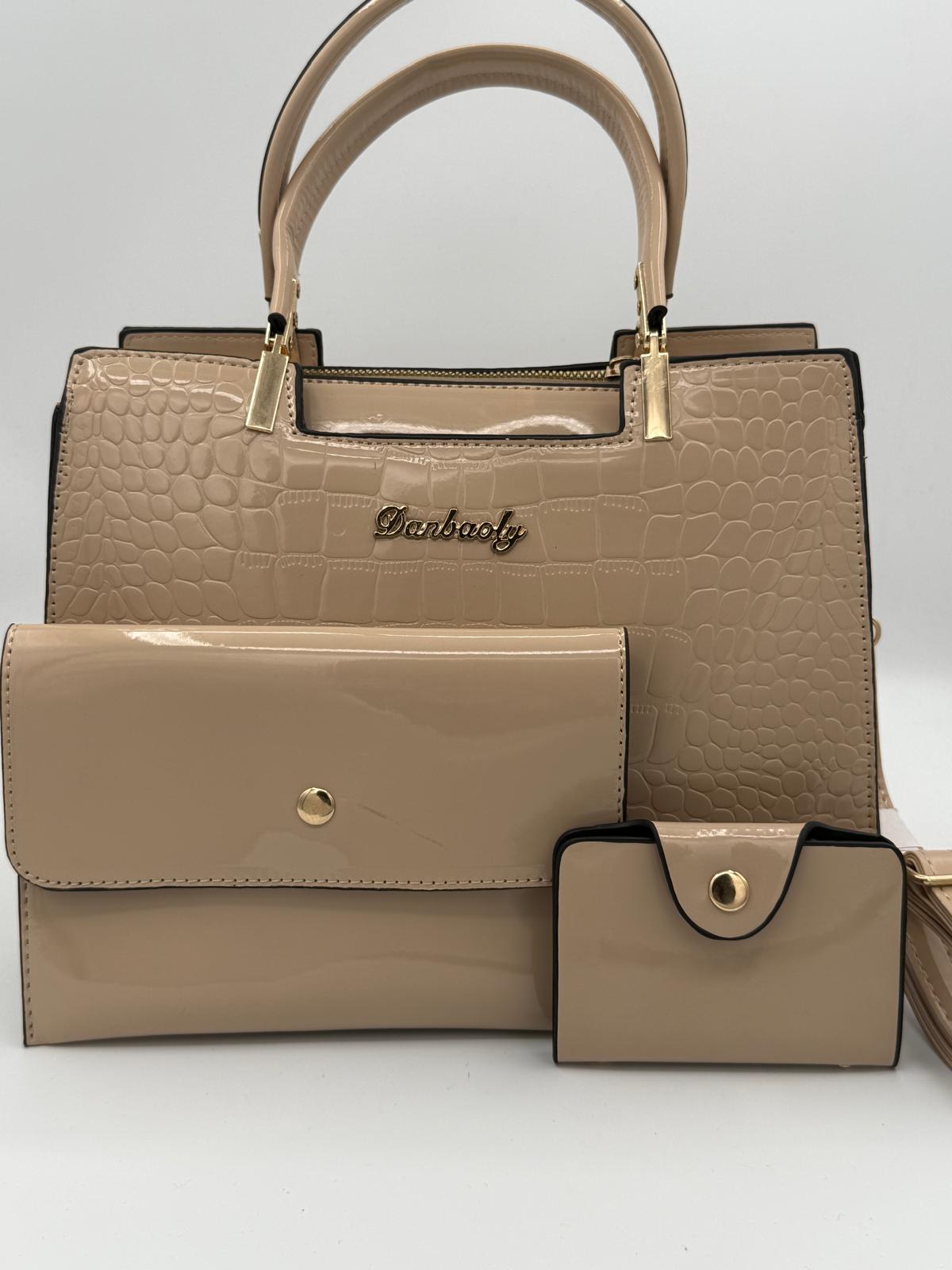 BLOCK36:BORSA A MANO CON TRACOLLA BEIGE IN COCCODRILLO