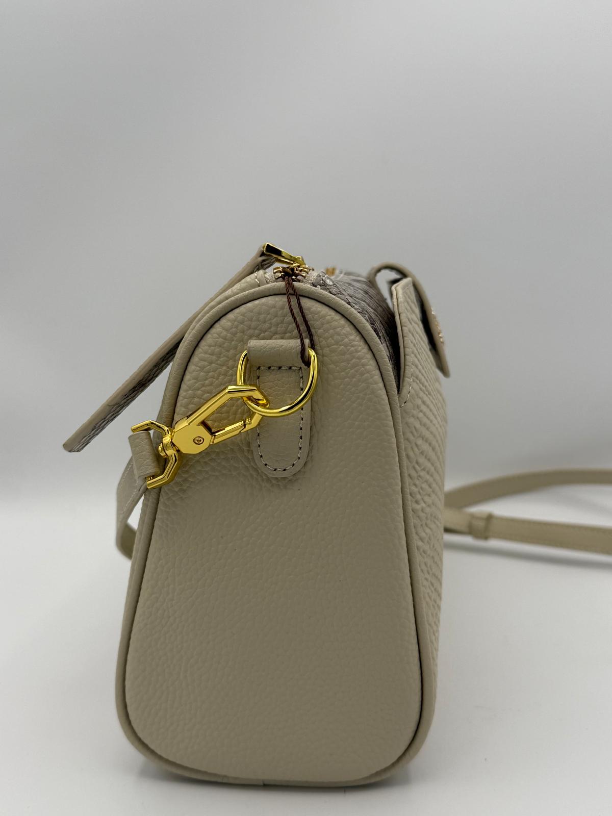 BLOCK36:BORSA CON TRACOLLA BIANCA IN COCCODRILLO