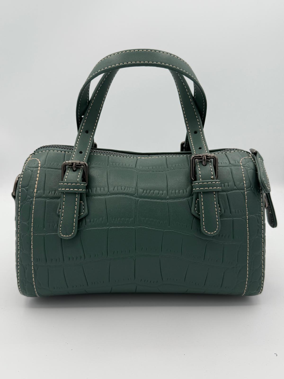 BLOCK36: BAULETTO PICCOLO STAMPA COCCODRILLO  COL VERDE PETROLIO