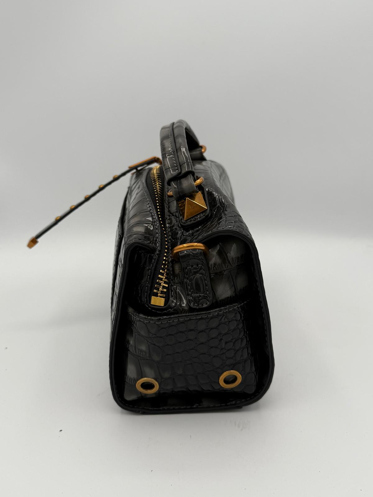 BLOCK36: BORSA A MANO CON TRACOLLA CON STAMPA COCCODRILLO