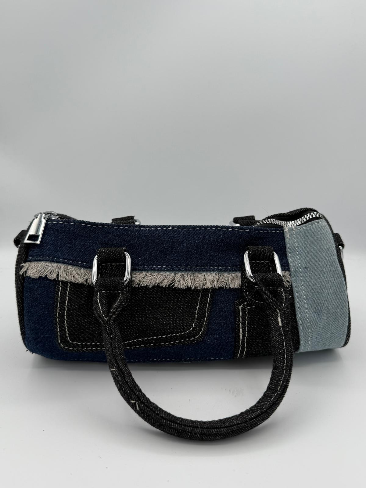 BLOCK36: BAULETTO CILINDRICO IN JEANS