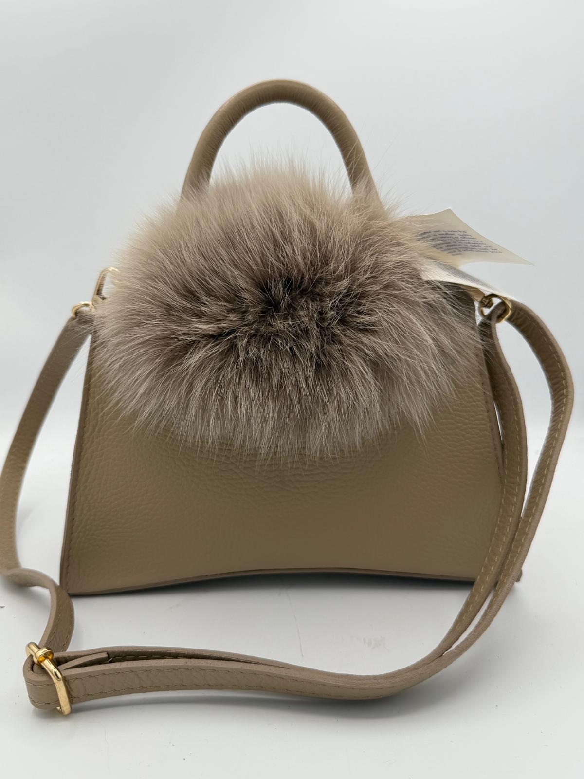 BLOCK36: BORSA CON TRACOLLA BEIGE IN ECO PELLICCIA