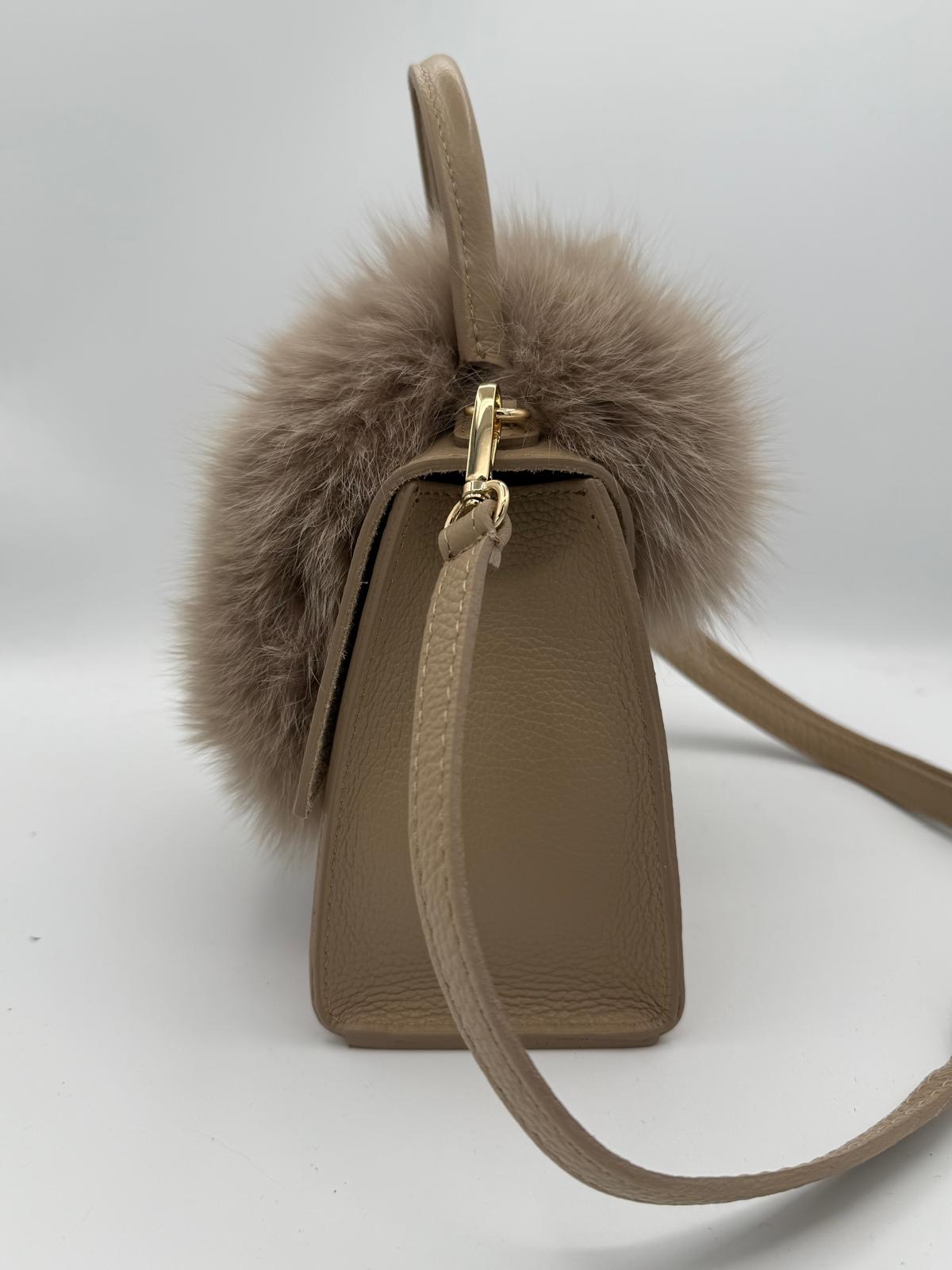 BLOCK36: BORSA CON TRACOLLA BEIGE IN ECO PELLICCIA