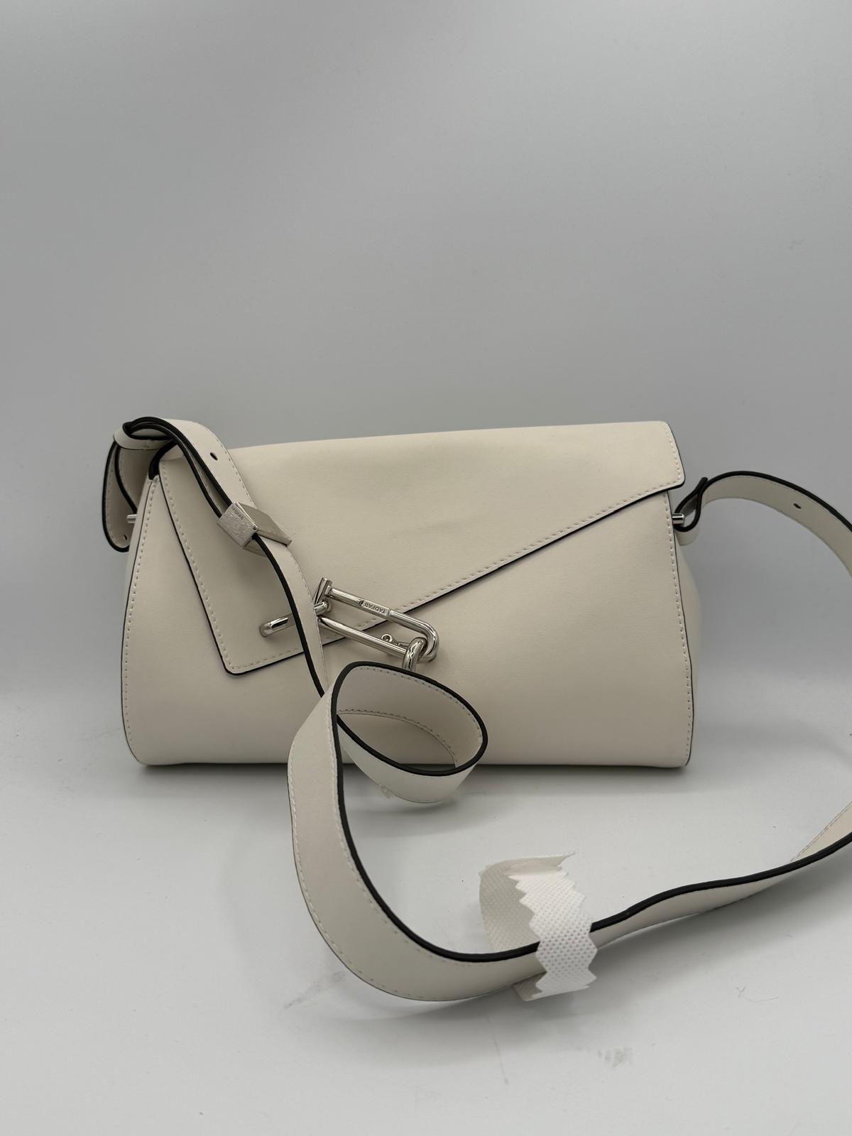 BLOCK36:BORSA CLASSICA A SPALLA COL BIANCO PANNA CON FIBBIA COL ARGENTO