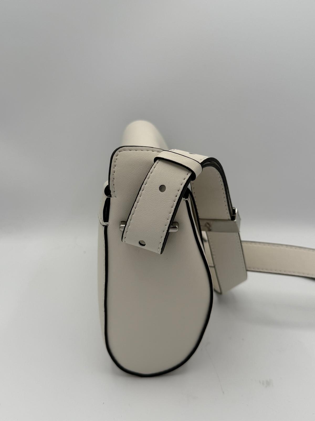 BLOCK36:BORSA CLASSICA A SPALLA COL BIANCO PANNA CON FIBBIA COL ARGENTO