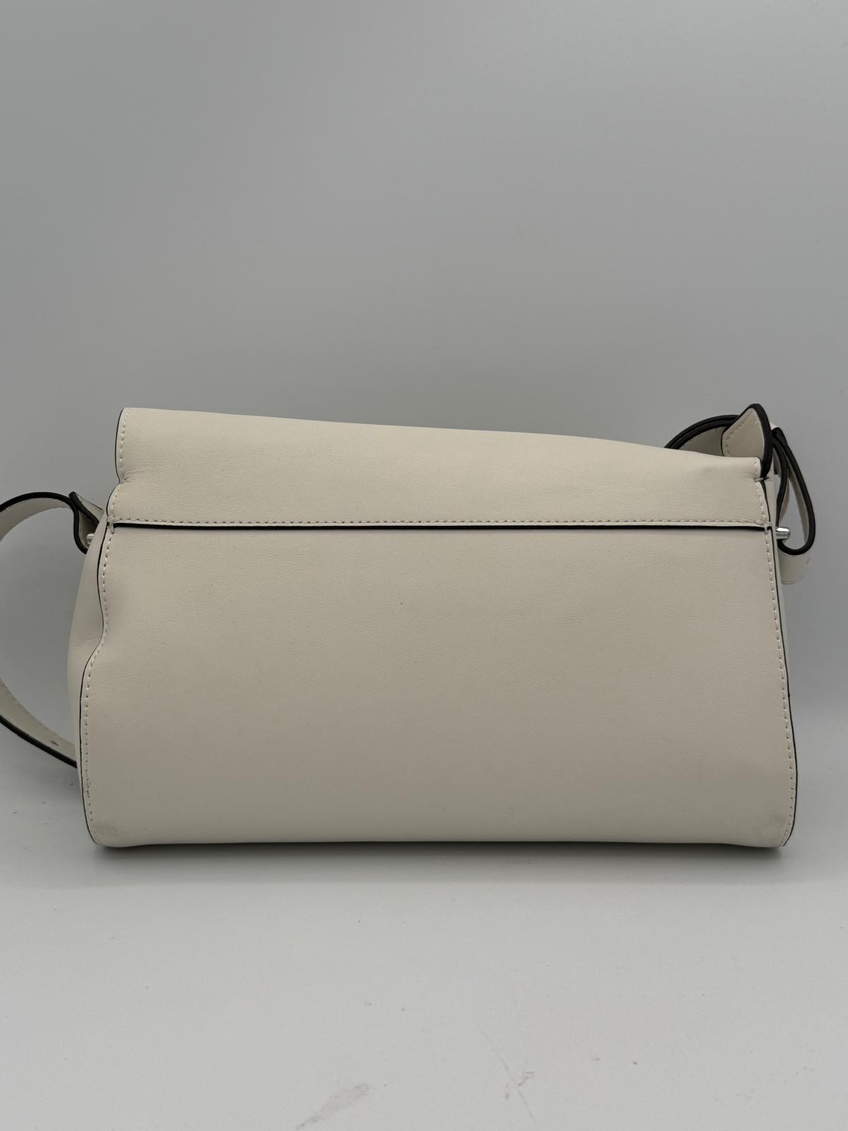 BLOCK36:BORSA CLASSICA A SPALLA COL BIANCO PANNA CON FIBBIA COL ARGENTO