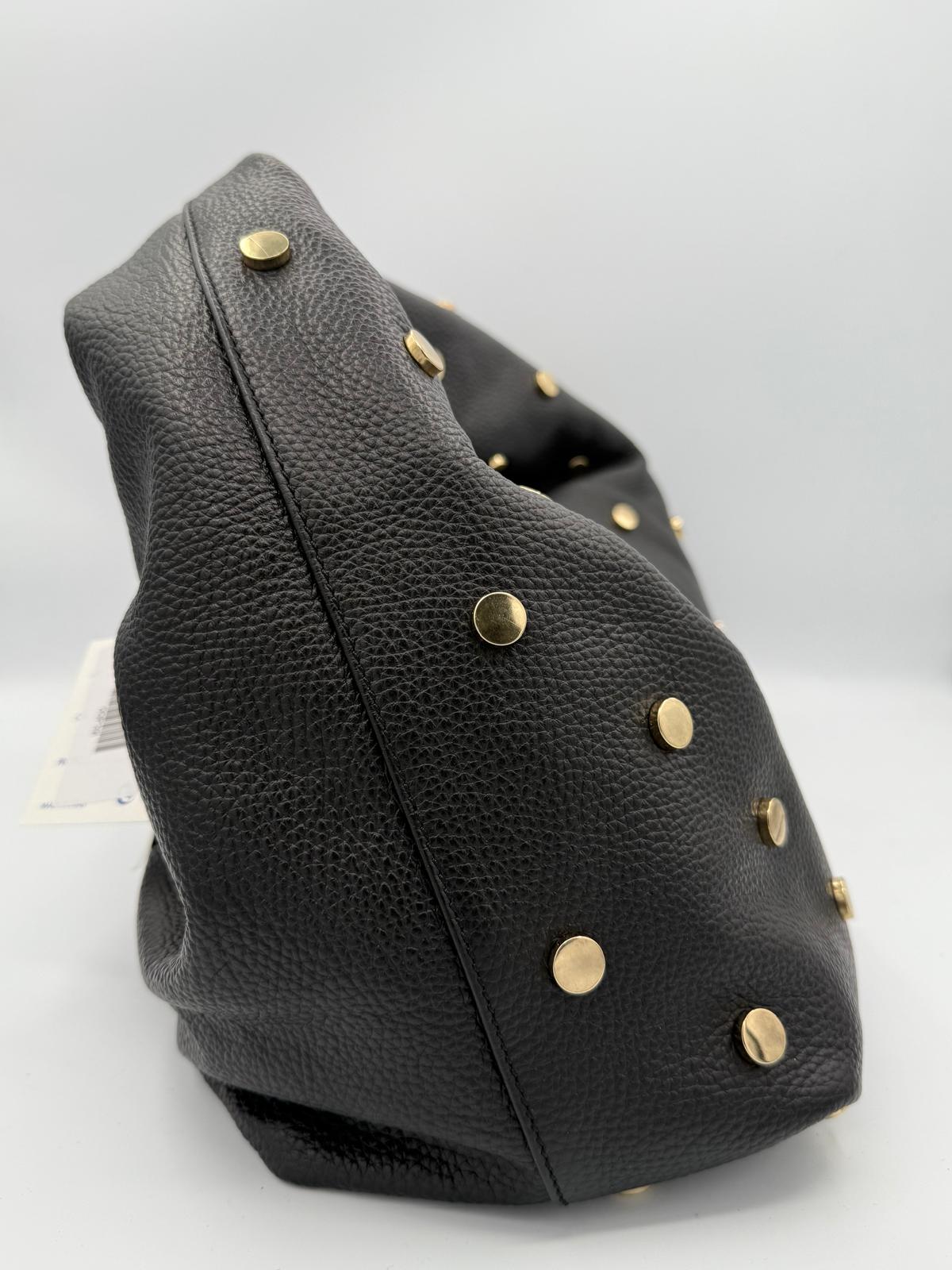 BLOCK36: BORSA A SPALLA VERA PELLE MORBIDA CON BORCHIE