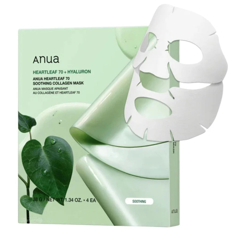 BLOCK36:PACK MASCHERE  ANUA HEARTLERAF 70+ HYALURON COLLAGEN MASK (4 MASCHERE)