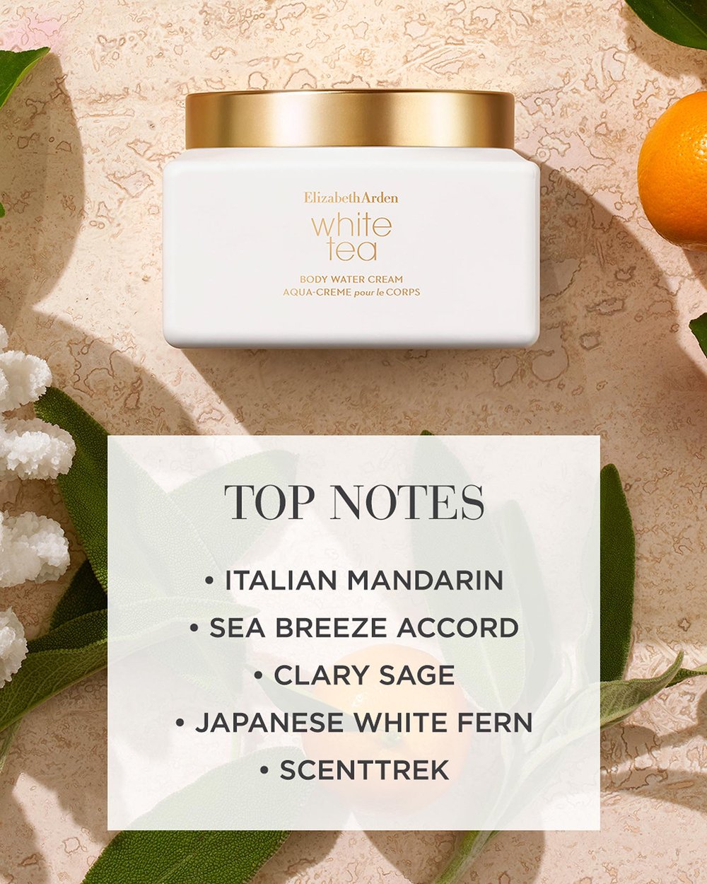 BLOCK36:  CREMA	ELIZABETH ARDEN	WHITE TEA BODY WATER CREAM FLORAL FRAGRANCE NOURISHING HYDRATING BODY CARE 225ml
