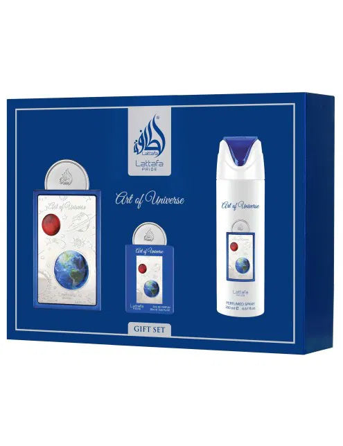 BLOCK36:LATTAFA PRIDE ART OF UNIVERSE GIFTSET EDP 100ML+20ML+DEODORANT 2 MEN FRAGRANCE